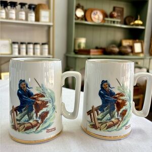 Norman Rockwell “Braving the Storm” Mugs Set of 2